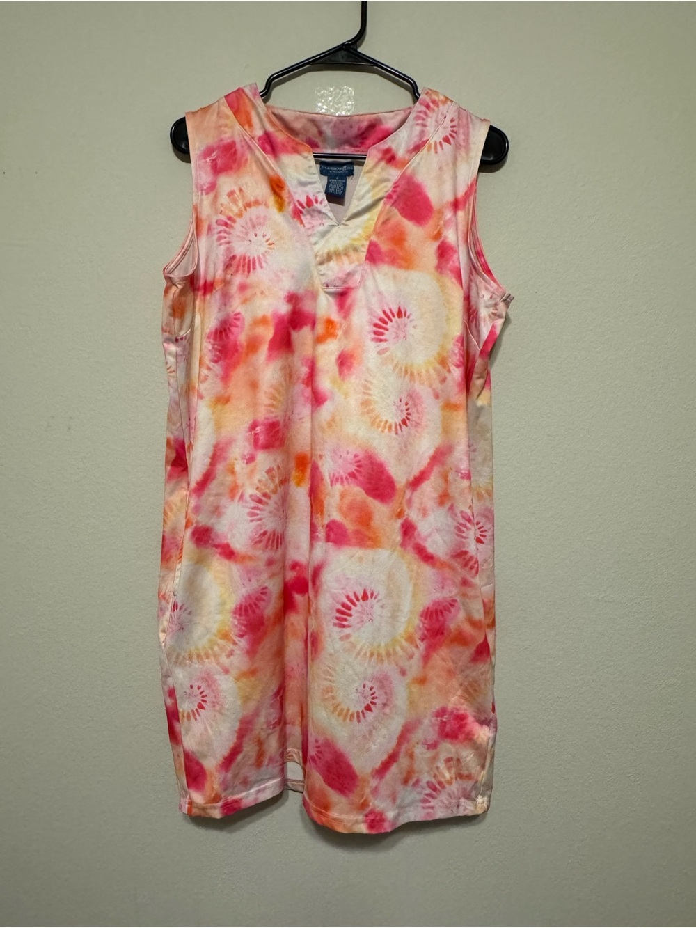 Caribbean Joe Girls Tie-Dye Sleeveless Dress in Pink, Orange & Yellow